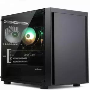 잘만 T3 마이크로 ATX 케이스 120mm 팬 2개가 사전 설치된 MATX PC 전체 강화 유리 측면 패널 USB 3.0이
