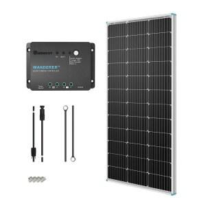 RENOGY 100W 12V 태양광 패널 스타터 키트 100와트 단결정 패널 30A LCD PWM 충전기 컨트롤러 어댑터 트레이 케이블 RV 캠퍼 및 기타 오프 그리드 애플리케이션용 Z 브래킷