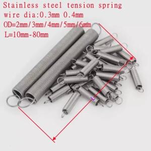 10pcs 0.3mm 외경 2mm 5mm 6mm 연장 스프링 원통형 토션 인장 드래프트