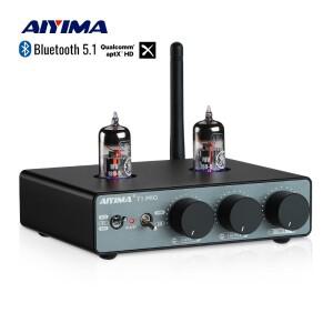 AIYIMA 오디오 T1 프로 블루투스 튜브 프리 앰프, 홈 스피커용 하이파이 스테레오 밸브, 고음  저음 제어,