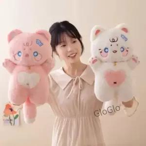 편안함과 부를 불러일으키는 귀여운 고양이 PP 코튼 스탠딩 화이트 캣 베개 38cm 흔드는 검은 생일