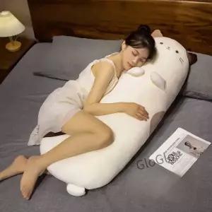 대형 만화 고양이 쿠션 플러시 면 충전품 수면 베개 부드럽고 푹 등받이 귀여운 홈 데코