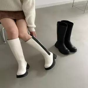 [하프클럽/]부츠 통굽 웨스턴 미들 스판 스틸레토 스웨이드 스퀘어 여자 겨