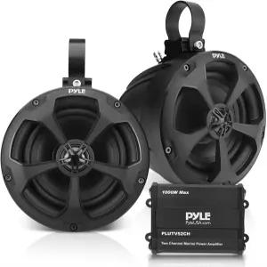 PYLE 마린 스피커 보트 1000W 5.25인치 방수 오프로드 시스템 2채널 앰프 풀 레인지 스테레오 ATV/UTV/지프