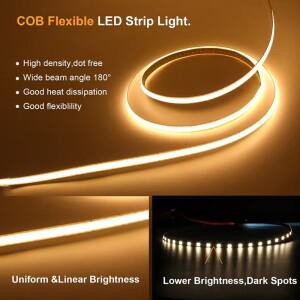 3mm 초박형 LED COB 스트립, 5V USB 라이트, 침실, 주방, TV용 플렉시블