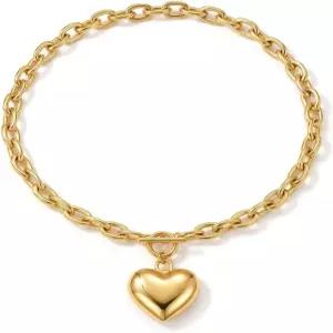 IOQCZQOI 18K 골드 도금 청키 링크 체인 하트 펜던트 여성용 주얼리 패션 문구 액세서리 생일 선물