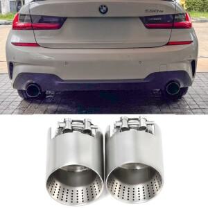 BMW 호환 3 시리즈 G20 G21 배기 파이프 테일 320d 330i 머플러 팁 노즐 직접 연결 배기구용 2개/세트