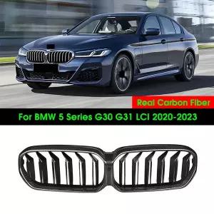 자동차 그릴망 튜닝 BMW 호환 5 시리즈 페이스리프트 G30 G31 - 범퍼 레이싱 그릴용 리얼 드라이 카본 파이