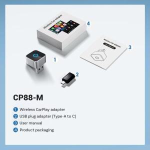 미니 유선-무선 CarPlay 어댑터 안드로이드 호환 오토 카 스테레오 벤츠 폭스바겐 볼보 호환 현대용 플러그