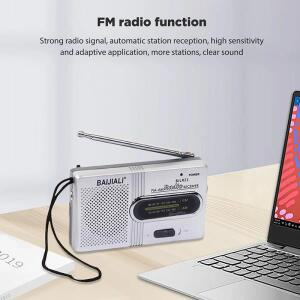 미니 빈티지 라디오 충전형 전파 밴드 FM 수신기 텔레스코픽 안테나 AA 배터리 실내 실외용 전원