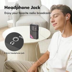휴대용 AM/FM/SW 라디오 대형 스피커 다중 입력 지원: TYPE-C/USB/AUX  디자인 탁월한 음질. 블랙