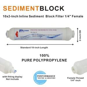 고품질 냉장고 및 RO 시스템 정수 필터 T33 인라인 사전/후 침전물 2000 Gal, 2