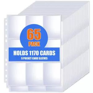 9포켓 카드 슬리브 바인더 시트 65팩 3링 로텍터 MTG TCG 야구 축구 게임 명함