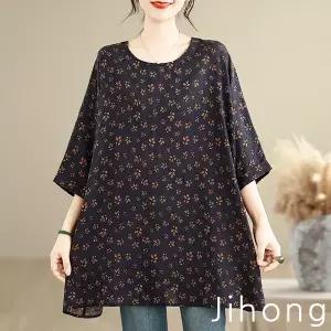 여름 프린팅 블라우스 가오리핏 빅사이즈 오버핏 88 99 아주큰 미시 마담 XXX
