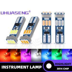 UHUASENG 10개 LED T5 9SMD 무극성 전구 W3W 3014 74 경고 표시등 대시보드 플레이트 패널 자동차 계기판
