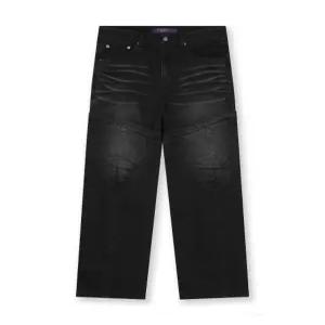 비슬로우 MOTOCYCLE WASHED DENIM PANTS FADE BLACK 데님 팬츠 23FWMOWADEPAFB 청바지