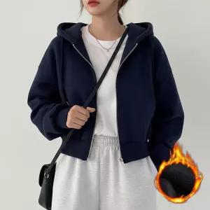 기모 크롭 여성 4컬러 웜핏 후드집업