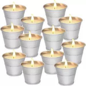 12PCS 시트로넬라 캔들 - 야외 정원 향 120-180시간 태우기 천연 소이 왁스 휴대용 병 선물 세트 실내