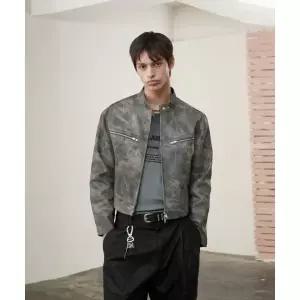 SPERONE 크롭 더블 워싱 집업 차이나 자켓 (블랙) 2328688