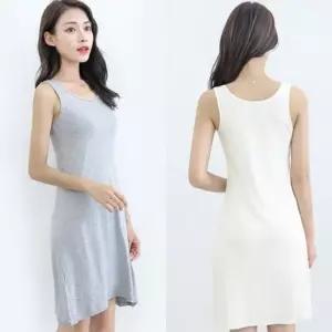 친절한탄씨 모달 A라인 원피스 프릴 미디 기장 홈웨어 나시 드레스 여성원피스 봄원피스 프릴원피스