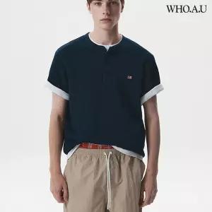 후아유 공용 Waffle Henley Short Sleeve T-Shirt 티셔츠 WHRAG791U