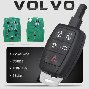 KEYECU KR55WK49259 5버튼 스마트 리모컨 키 키리스 433.92MHz ID48 칩 폴딩 볼보 호환 C30 C70 S40 V50 31
