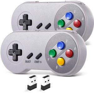 SAFFUN SNES 게임과 호환되는 4GHz 무선 윈도우 제네시스 슈퍼 PC 레트로 리눅스 2팩 클래식 라즈베리 컨트롤러 컨트롤러 MAC 파이 USB
