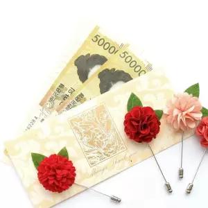 와플딥레드 카네이션 부토니에 브로치 + 용돈봉투 + 카드 세트
