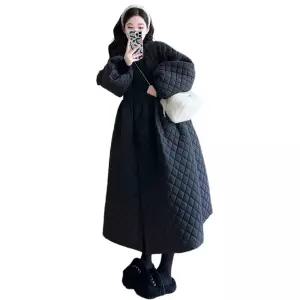 누빔 블랙 롱코트 원 자켓 아우터 캐주얼 퀄팅 여성 가을 겨울