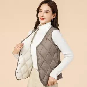 여성 경량 브이넥 솜 패딩 조끼 캠핑 등산 간절기 방한 레이어드 베스트