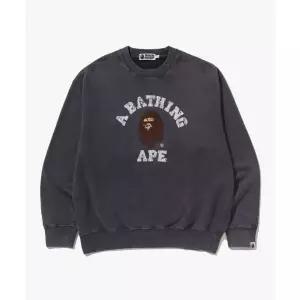BAPE 가먼트 다이 콜리지 릴렉스트 핏 크루넥 스웨트셔츠(M) CHARCOAL