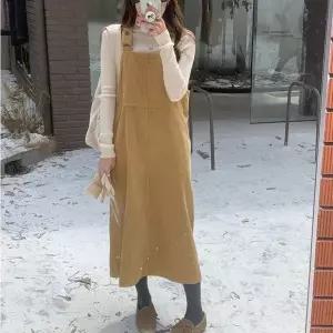 [하프클럽/골피아]코듀로이 멜빵 원피스 스커트 치마 골덴 데일리 캐주얼