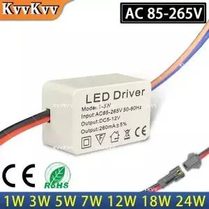 LED AC85265V 조명 변압기 3W 5W 7W 12W 18W 24W DIY 홈 패널 다운라이트 전구용 12V 드라이브 전원 공급