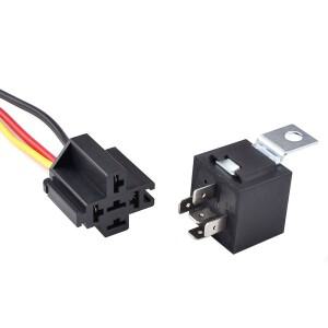 방수 자동차 릴레이 12V 24V 4Pin 40A 검정색 빨간색 구리 터미널 하네스 소켓