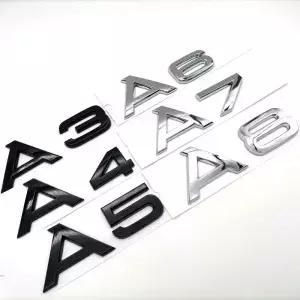3D ABS 크롬 블랙 후면 트렁크 엠블럼 스티커 데칼 A1 A3 A4 A5 A6 A7 A8 Q2 Q3 Q5 Q7 Q8 TT 자동차