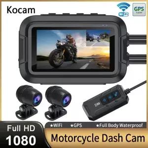 듀얼 1080P 오토바이 DVR 완전 방수 카메라 와이파이 GPS 블랙박스 앞뒤 운전 비디오