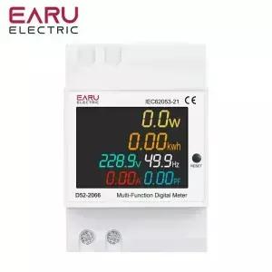 6IN1 DIN 레일 AC 모니터 110V 220V 380V 100A 전압 전류 역률 활성 kWh 전기 에너지 주파수 미터 볼트