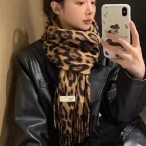 레오파드 패턴 롱 머플러 겨울 목도리 스카프-WFPU3MI