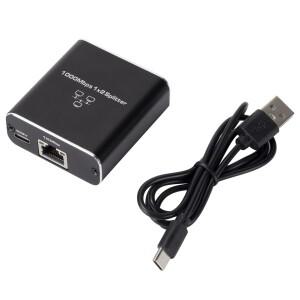 LAN 분배기 1:2 USB 전원 케이블 포함 RJ45 이더넷 커플러 고속 네트워크 PC TV 박스 라우터 공유기용