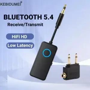 2 In 1 Bluetooth 5.4 송신기 수신기 3.5mm AUX 비행기 오디오 무선 어댑터 마이크 비행 TV 자동차 러닝