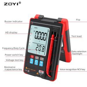 ZOYI AI 스마트 디지털 멀티미터 ZT-922SE 음성 인식 6000 카운트, AC/DC 옴 커패시턴스 TEMP NCV Hz 자동