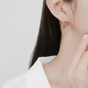 [오팔하우스]925Silver 스퀘어 에메랄드큐 원터치 귀걸이 OPANE6124 (43947680A)
