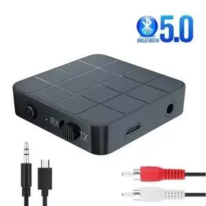 KN319 2 in 1 블루투스 5.0 오디오 수신기 송신기 음악 스테레오 무선 어댑터 RCA 3.5MM AUX 잭 차량용