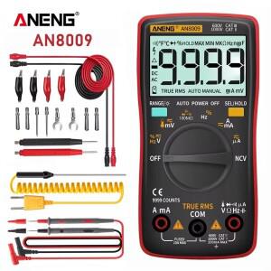 디지털 멀티미터 트랜지스터 ANENG AN8009 테스터 커패시터 트루-RMS 자동차 전기 용량계 온도 다이오드