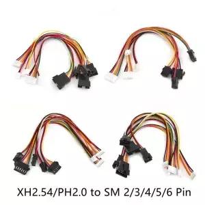 5PCS SM 2.54mm XH/PH2.0 플러그/소켓 2P/3P/4P/5P/6P 변환 케이블 20cm 26AWG 연장