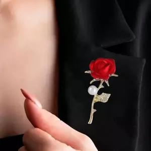 장미 옷핀 예쁜 브로치 다이아몬드 클립핀 정장 코트