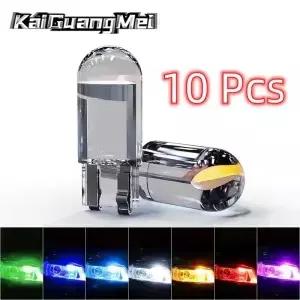 10PCS W5W LED T10 자동차 조명 COB 유리 하우징 웨지 번호판 램프 인테리어 돔 등 t10 DRL 전구