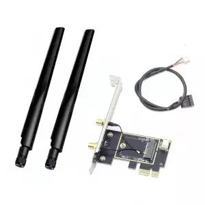 NGFF M.2 WiFi 블루투스 카드 AX210 용 2x 6DBi 안테나가있는 PCI Expss 무선 어댑터 변환기에