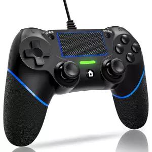 PS4 컨트롤러용 DANVEN 유선 소니 플레이스테이션 4//Slim 및 PC Windows 11/10/8/7 더블 진동 모션 모터