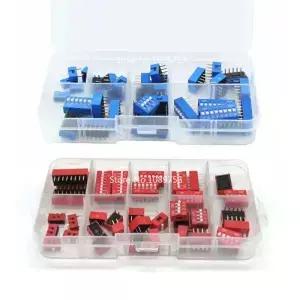 박스 내의 딥 스위치 키트 토글 스냅 혼합 각 5PCs 조합 세트 1 2 3 4 5 6 8 웨이 2.54mm 35PCs/로트
